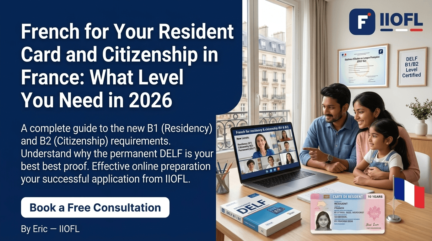 Indian family in France studying French for their resident card and citizenship